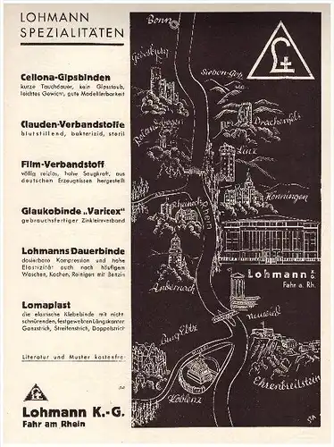 original Werbung - 1938 - Lohmann Spezialitäten , Fahr am Rein , Neuwied , Arzt , Apotheke !!!