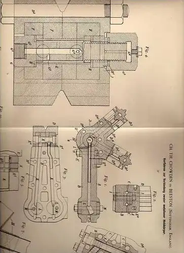 Original Patentschrift - Ch. Crowden in Beeston , Nottingham , 1896 , Rohre für Fahrrad , bicycle , Rohrherstellung !!!