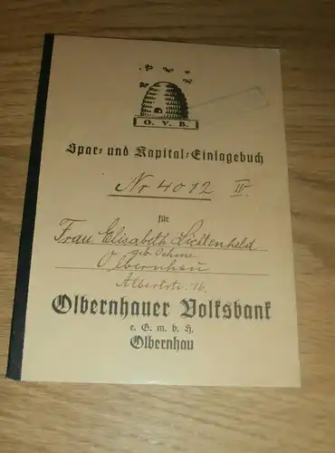 altes Sparbuch Olbenhau , 1944 - 1945 , Elisabeth Lichtenheld , geb. Oehme , Sparkasse , Bank !!!