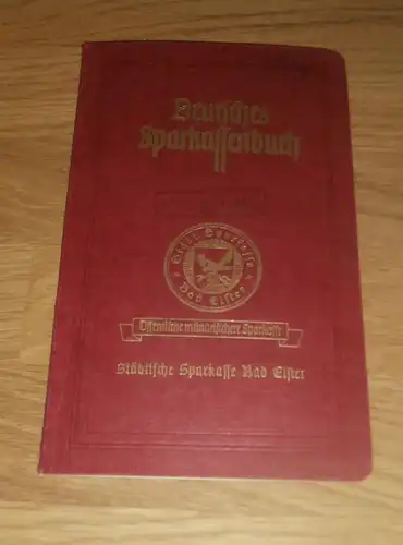 altes Sparbuch Bad Elster , 1943 - 1945 , Wolfgang Max Trampler , Straße der SA , Sparkasse , Bank !!!