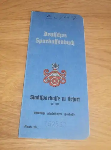 altes Sparbuch Erfurt , 1943 - 1945 , Heidemarie Rasche , Stadtweg 58 , Sparkasse , Bank !!!