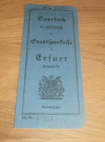 altes Sparbuch Erfurt , 1937 - 1945 , Friedrich Rasche , Jenaer Straße , Sparkasse , Bank !!!