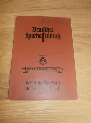 altes Sparbuch Brandenburg a. Havel , 1943 - 1944 , Major Folker Konrad , Georgsmarienhütte , Sparkasse , Bank !!!