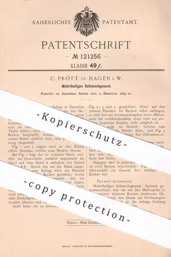 original Patent - C. Prött , Hagen / Westfalen , 1899 , Mehrteiliges Schmiedegesenk | Schmied , Schmiede , Presse