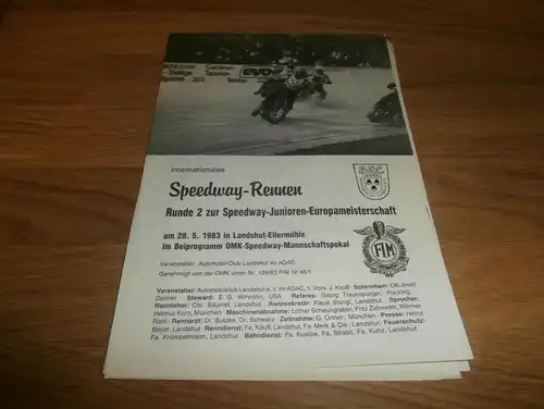 Speedway Landshut , 28.05.1983 , Programmheft / Programm / Rennprogramm , program !!!