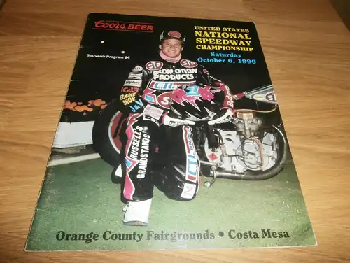 Speedway 6.10.1990 , USA Championship , Costa Mesa , Programmheft / Programm / Rennprogramm , program !!!