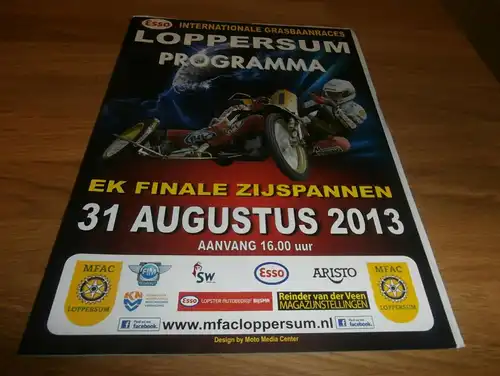 Grasbahn Loppersum 31.08.2013 , Groningen , Grasbahnrennen , EM , Programmheft / Programm / Rennprogramm , program !!!