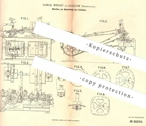 original Patent - Samuel Wright , Glasgow , Schottland , 1888 , Bearbeitung von Fassböden | Fass , Fässer , Holzfass !!