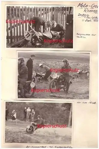 10 Fotos Moto-Cross Drehna 1955 , Motocross , Geländesport , DDR , ADMV , Awo , BK , RT , EMW !!!