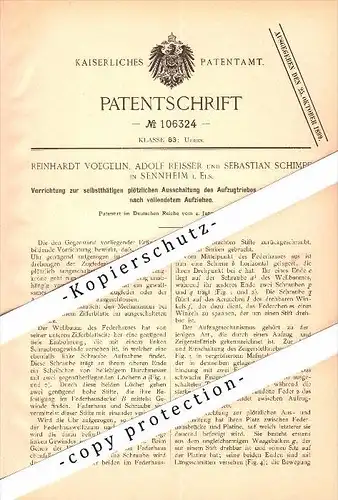 Original Patent - R. Voegelin , A. Reisser et S. Schimpf à Sennheim / Cernay , 1899 , Drive pour homme !!!