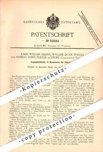 Original Patent - John W. Deans , W. Foster in Selby , Yorkshire , 1896 , Chain for bicycles , bicycle !!!