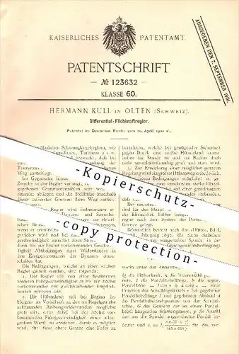 original Patent - Hermann Kull in Olten , Schweiz , 1900 , Differential Fliehkraftregler !!!