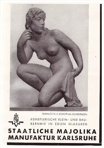 original Werbung - 1941 - Staatliche Majolika Manufaktur in Karlsruhe , handgemalte Platten , Malerei , Keramik !!!