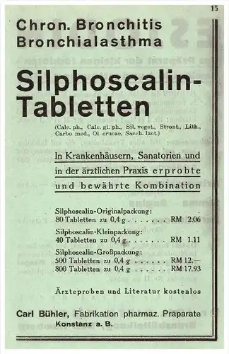 original Werbung - 1942 - Carl Bühler in Konstanz , Pharmazie , Arzt , Krankenhaus , Apotheke !!