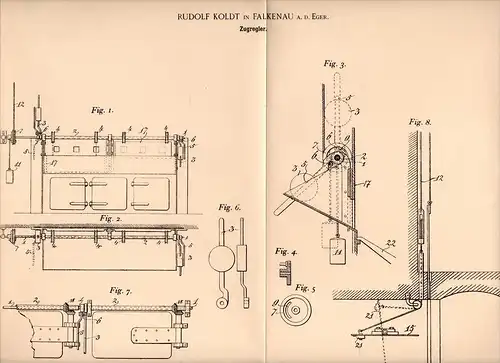 Original Patentschrift - R. Koldt in Falkenau / Sokolov , 1902 , Zugregler , Feuerung , Heizung , Ofen !!!