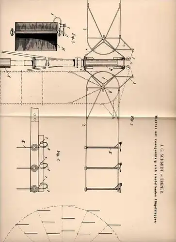 Original Patentschrift - J. Schmidt in Erkner , 1898 , Windrad mit Flügelklappen , Windmühle !!!