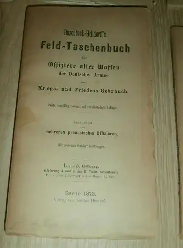 11 x Feld- Taschenbuch für Offiziere , 1872 , Erstausgabe , Militär Konvolut !!!