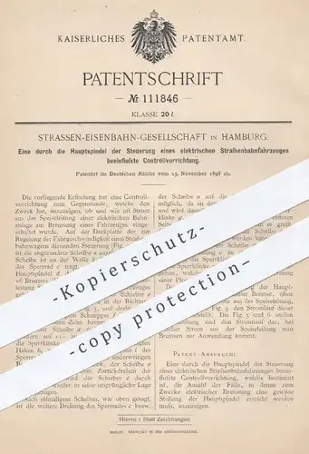 original Patent - Straßen - Eisenbahn - Gesellschaft Hamburg , 1898 , Kontrollvorrichtung an Straßenbahnen | Straßenbahn