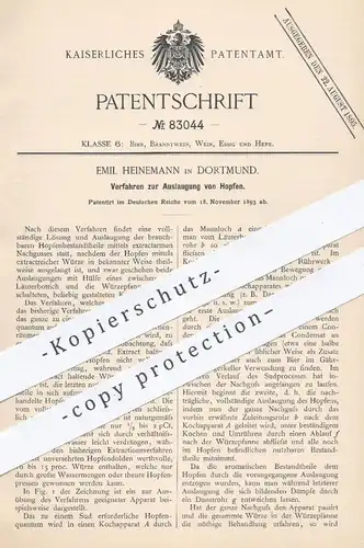 original Patent - Emil Heinemann , Dortmund , 1893 , Auslaugung von Hopfen | Bier brauen , Brauerei , Malz , Maische !!