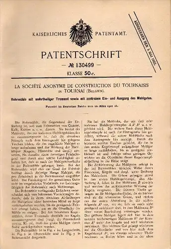 Original Patentschrift - La Société de Construction du Tournaisis dans Tournai , 1901 , Moulin à ciment !!!