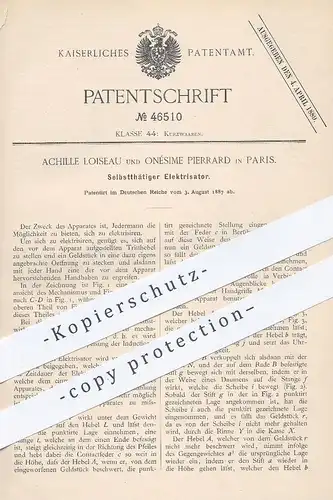 original Patent - Achille Loiseau , Onésime Pierrard , Paris , 1887 , Selbsttätiger Elektrisator | Strom , Automat !!