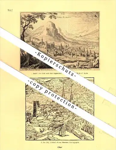 Photographien / Ansichten , 1924 , Chur , Stadtplan , Prospekt , Architektur , Fotos !!!