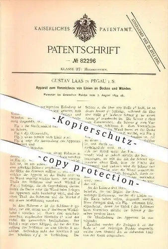 original Patent - Gustav Laas in Pegau i. S. , 1894 , Zeichnen von Linien an Decken u. Wänden , Maler , Malerei , Malen