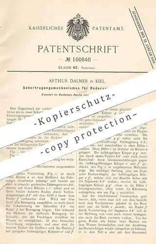 original Patent - Arthur Dalmer , Kiel , 1897 , Übertragungsmechanismus für Rudervorrichtung | Ruder , Schiffe , Schiff