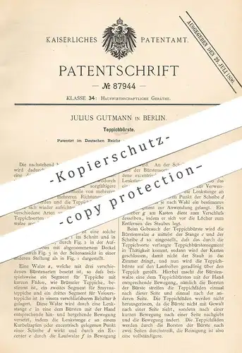 original Patent - Julius Gutmann , Berlin , 1895 , Teppichbürste , 1895 , Teppichbürste | Teppich , Bürste , Bürsten !!