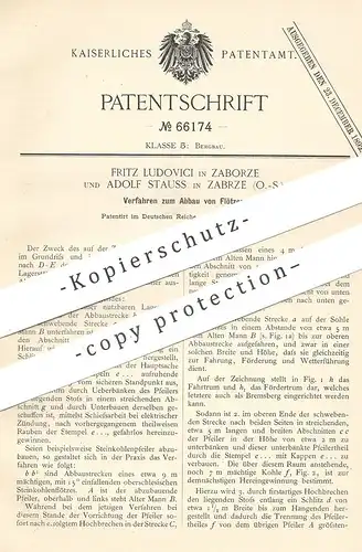 original Patent - Fritz Ludovici , Zaborze , Adolf Stauss , Zabrze , 1892 , Abbau von Flötzen | Bergbau , Bergwerk !!