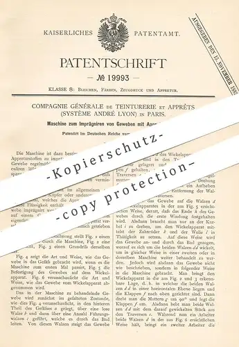 original Patent - Compagnie Générale de Teinturerie et Appretêts , Système André Lyon , Paris Frankreich | Imprägnieren