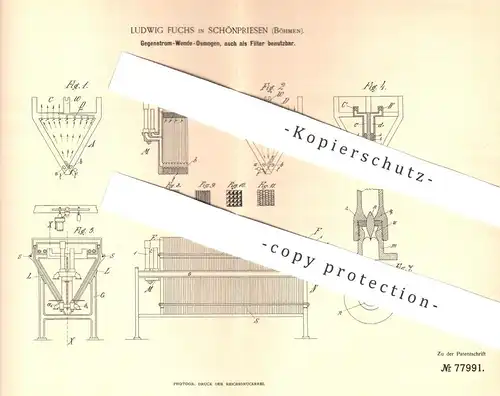 original Patent - Ludwig Fuchs , Schönpriesen / Böhmen , 1893 , Gegenstrom - Wende - Osmogen - Filter | Filtern !!