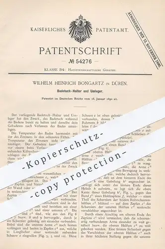 original Patent - Wilhelm Heinrich Bongartz , Düren , 1890 , Badetuch - Halter und Umleger | Handtuch , Handtuchhalter !