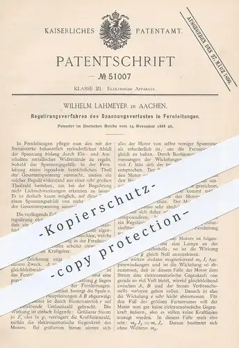 original Patent - Wilhelm Lahmeyer , Aachen , 1888 , Regulierung der Spannung in Stromleitungen | Strom , Elektriker !!