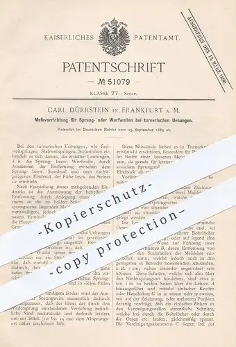 original Patent - Carl Dürrstein , Frankfurt / Main , 1889 , Messvorrichtung f. Sport , Turnen , Leichtathletik | Messen