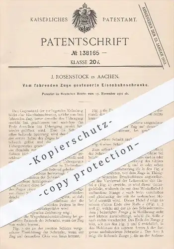 original Patent - J. Rosenstock , Aachen , 1901 , Vom fahrenden Zuge gesteuerte Eisenbahnschranke | Eisenbahn , Schranke