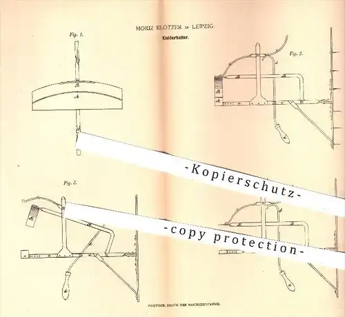 original Patent - Moritz Klötzer in Leipzig , 1879 , Kleiderhalter | Kleidung , Kleiderbügel , Bügel , Garderobe !!!