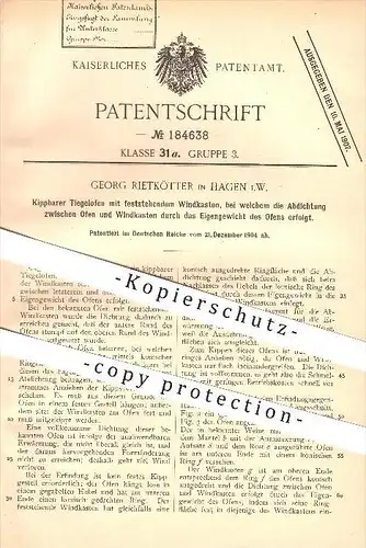 original Patent - Georg Rietkötter in Hagen i. W. , 1904 , Kippbarer Tiegelofen , Ofen , Öfen , Ofenbauer , Heizung !!!