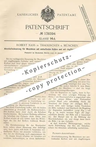 original Patent - Robert Nass , Thalkirchen , München , 1902 , Abschlusssteuerung für Maschinen | Steuerung | Motor !!