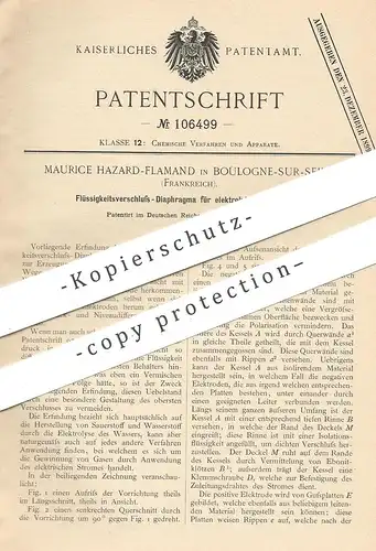 original Patent - Maurice Hazard Flamand , Boulogne Sur Seine , Frankreich , 1898 , Flüssigkeitsverschluss - Diaphragma