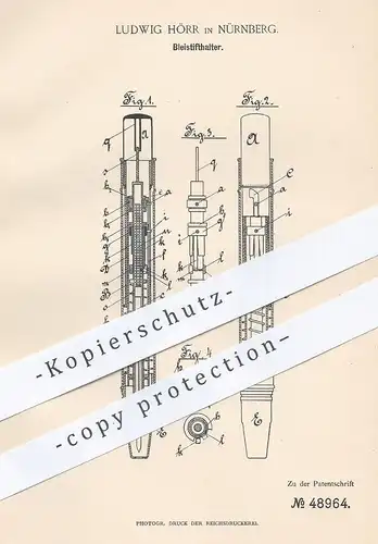 original Patent - Ludwig Hörr , Nürnberg 1889 , Bleistifthalter | Bleistift , Stift , Füllhalter , Füller , Schreibfeder