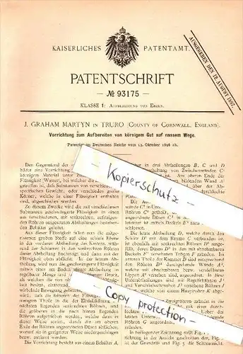 Original Patent - J. Graham Martyn in Truro , Cornwall , 1896 , Preparation of grain with water , ore !!!