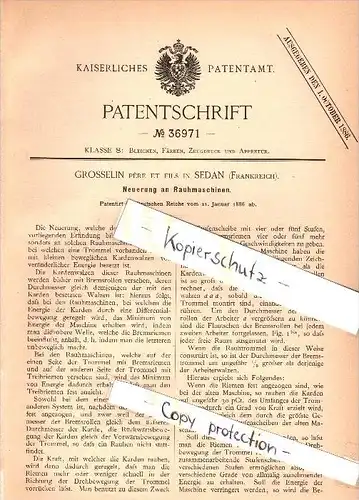 Original Patent - Grosselin pere et Fils à Sedan , 1886 , Innovation dans les machines de tissu !!!