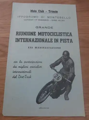 Speedway Trieste / Italien , ca. 1930 , Dirt Track , Ippodromo di Montebello , Flyer , Plakat , Werbung , Reklame !!!