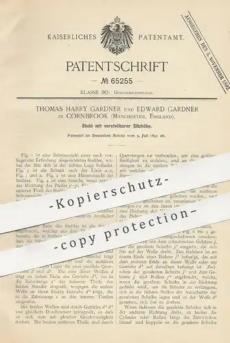 original Patent - Thomas Harry Gardner & Edward Gardner , Cornbrook , Manchester England , 1891 , Stuhl | Stühle , Möbel