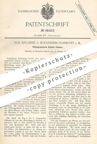 original Patent - Rud. Krügener , Frankfurt Main / Bockenheim 1888 | Fotokamera | kleine Kamera | Spionage | Minikamera