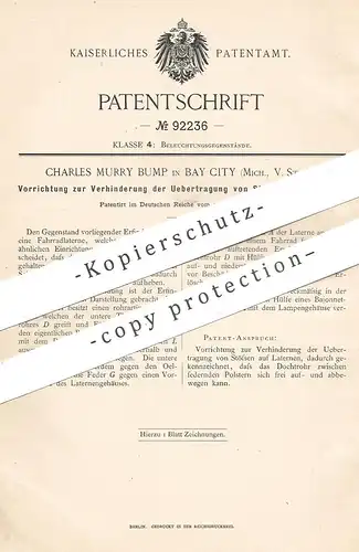 original Patent - Charles Murry Bump , Bay City , Michigan , USA , 1896 , Laterne für Fahrrad | Fahrradlampe , Lampe !!