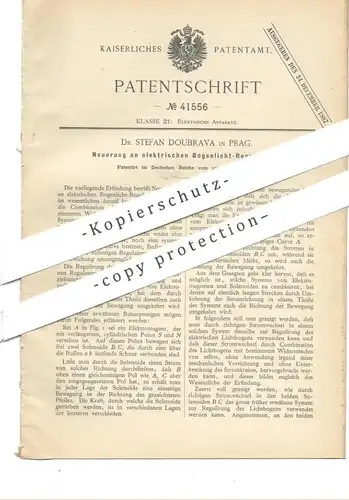 original Patent - Dr. Stefan Doubrava , Prag , 1886 , elektrischer Bogenlicht - Regulator | Lichtbogen , Lampe , Brenner