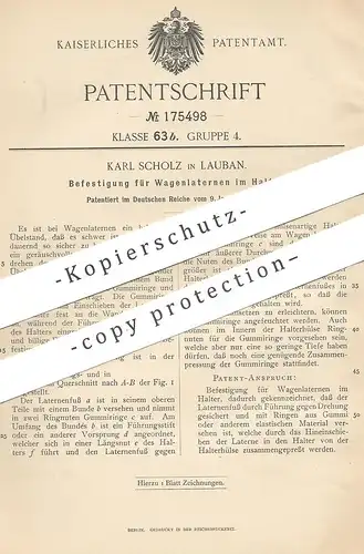 original Patent - Karl Scholz , Lauban , 1906 , Befestigung für Wagenlaternen | Wagen - Laterne | Lampe , Licht !!!