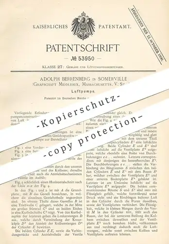 original Patent - Adolph Berrenberg , Somerville , Middlesex , Massachusetts , USA , Luftpumpe | Luft - Pumpe | Gebläse